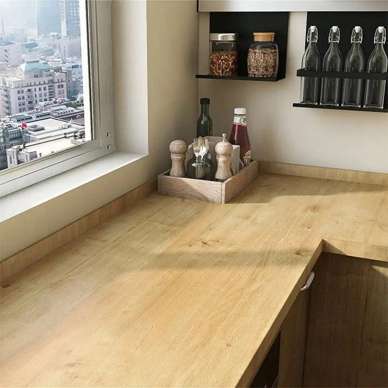 Yellow Oak Wood Grain Imitation Wood Water-Repellent Wall Cover 40Cm Width Removable Wall Sticker Self-Adhesive Cabinet Table Decor