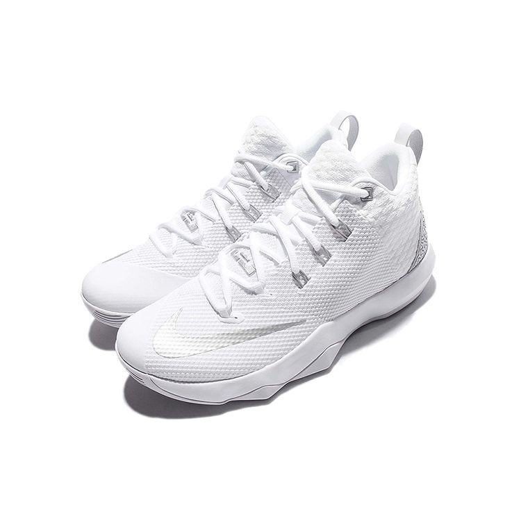 Nike Ambassador 9 Round Toe Lace-Up Fabric Shock Absorption Non-Slip Wear-Resistant Support Mid-Top Basketball Shoes Men Sneakers White 852413-100