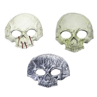Masque Squelette Moussant PU Halloween Costumes Cosplay Accessoires Masque Crâne Demi-Visage pour Adultes Femmes Hommes