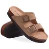 Fashion Litfun Women's Cork Footbed Sandals Classic Flat Sandals Fashion Thick Bottom Double Buckle Slides Beach Sandals With Adjustable