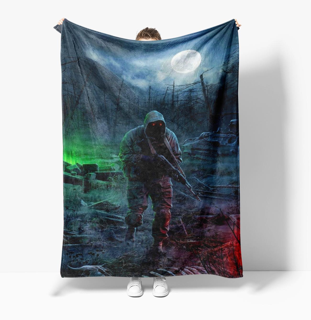 

4 Size Stalker Game Hanging Bohemian Thin Printed Blanket Accessories Home Flannel Blankets for Home Hotel Sofa Bedspread 75x90cm