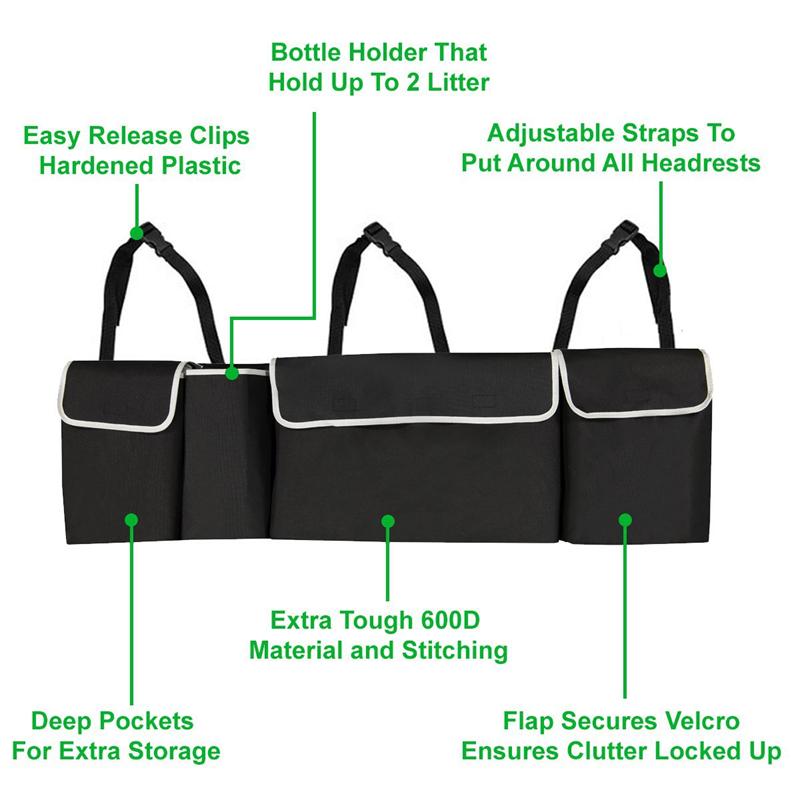 Multi-Pocket Car Trunk Organizer Hanging Back Seat Storage Bag With 4 Pockets Waterproof Oxford Cloth Universal Storage Pocket