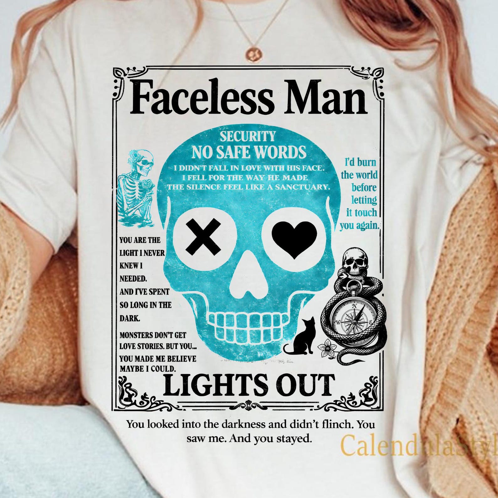 Lights Out Shirt, Lights Out Masked Man Book Reading Shirt, Faceless Man, Book Tshirt Lights Out, Navessa Allen, Officially Licensed S