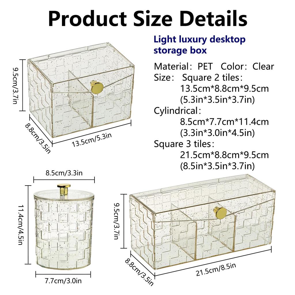 Kosmetik-Make-up-Organizer, Schreibtisch-Aufbewahrungsbox, Qtip-Halter, Spender für Wattebällchen, Wattestäbchen, runde Wattepads fürs Badezimmer