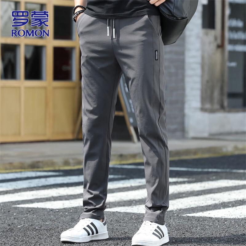 ROMON Men's Winter Business Casual Straight-Leg Trousers