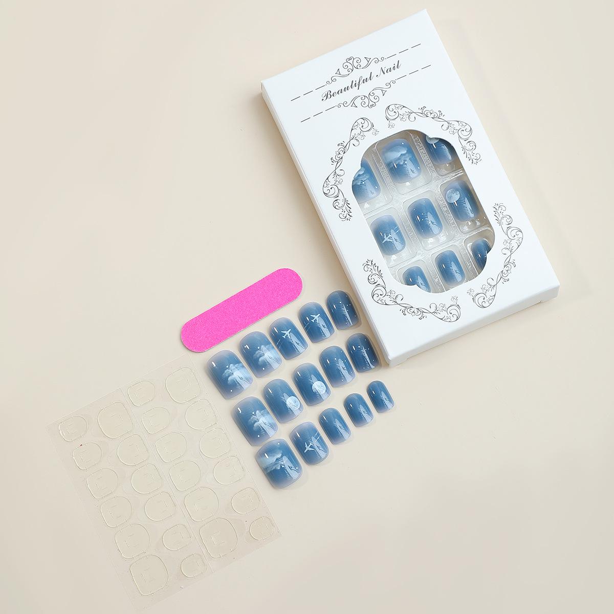 

Темная Звездная Ночь Лунная Проекция Нейл-арт: Съемные накладные квадратные ногти