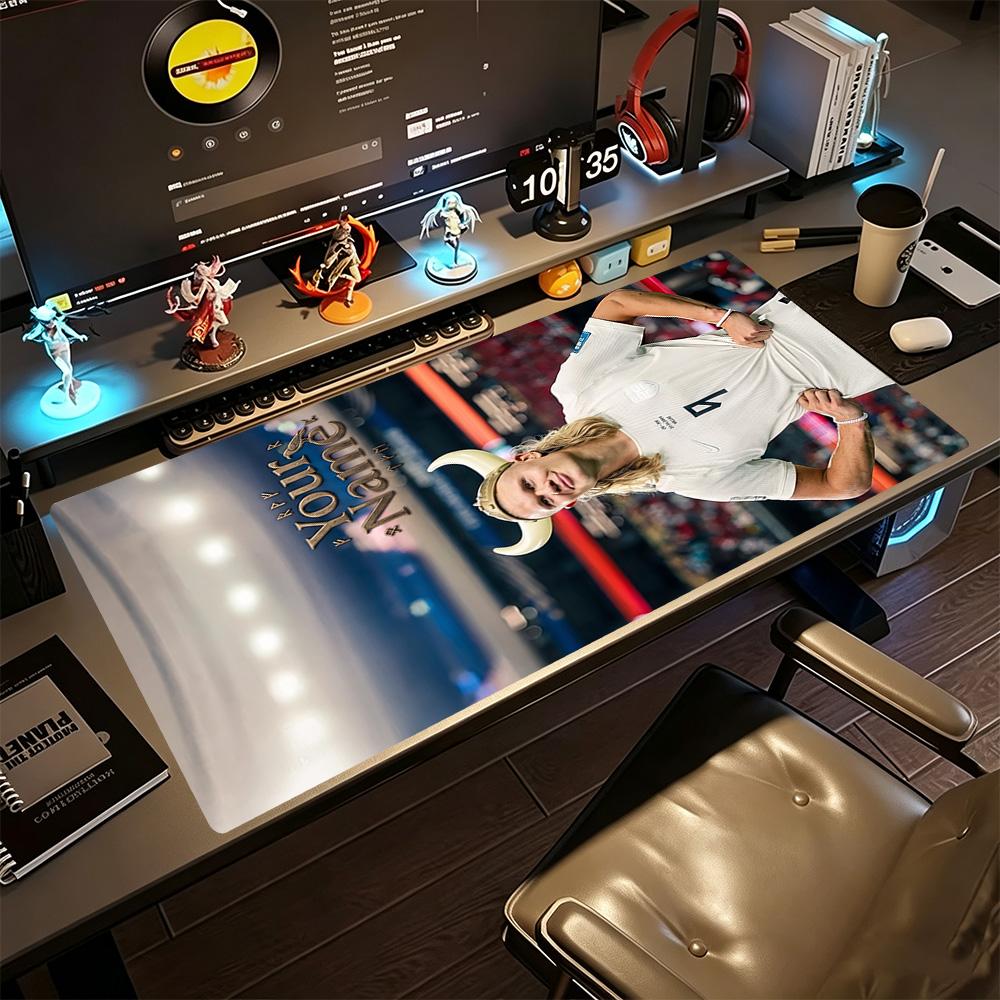 Haaland (45) Customize Text Mouse Pad Gamer Mousepad Ultra-Long Desk Mat Non-Slip Rubber Bottom Office and Gaming Desk Decoration