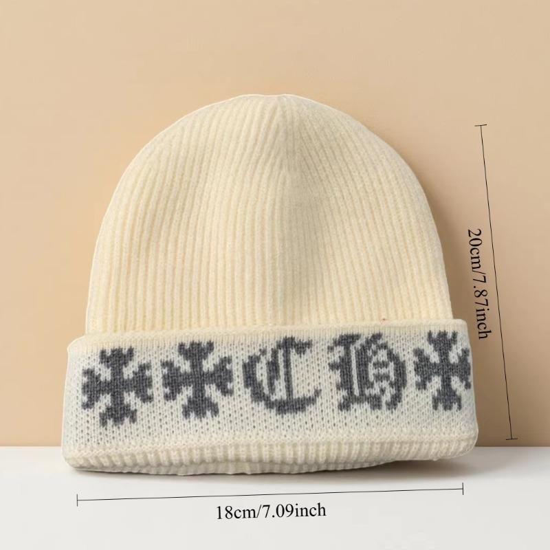 Toamnă și Iarnă Îngroșat pentru Păstrarea Căldurii Pălărie Tricotată Jacquard Femei Literă Păstrarea Căldurii Circumferință Mare a Capului Pălărie Mao Baotou cu Linie