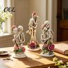 Gothic Style Commemorative Gift Resin Hugging Skeleton Couple Figurine with Roses, Eternal Love Skull Stable Base Display Ornament Statue, Day of The