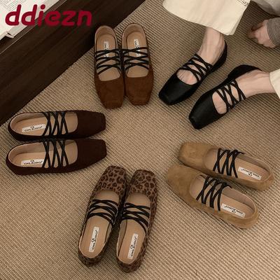 Mode Neue Mode Gummiband Damen Ballerinas Slipper Schuhe Weiche Damen Flache Schuhe Eckige Zehenpartie Damen Mary Janes Ballerinas Schuhe