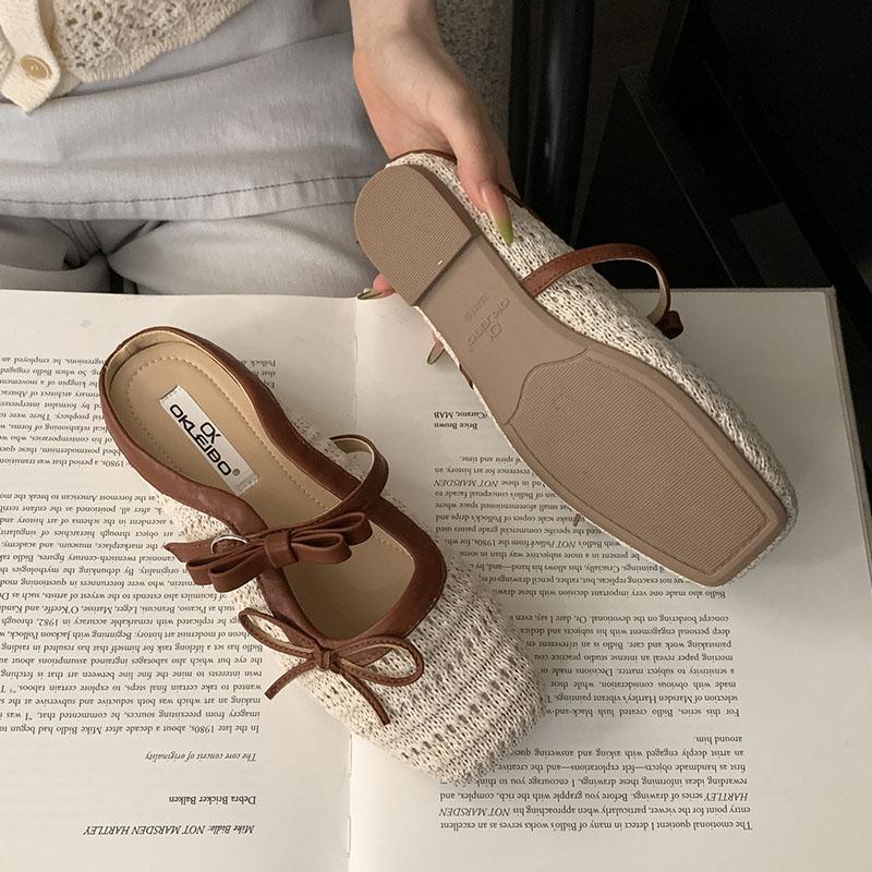 Fashion Fashion Weave Women Flats Slip On Shoes Butterfly-Knot Summer Spring Female Shallow Footwear Ladies Flats Mary Janes Shoes