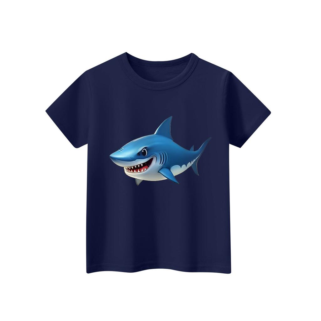 Dziecięcy T-shirt z krótkim rękawem i okrągłym dekoltem, z nadrukiem zwierzęcym, codzienny