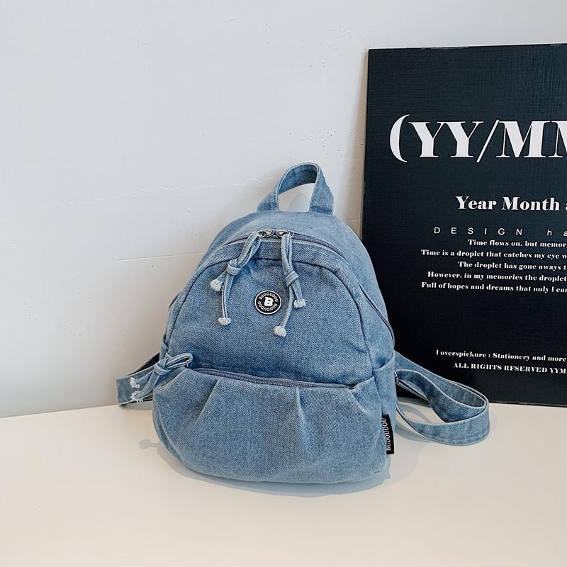 Washed and old retro denim backpack large capacity trendy casual backpack thickened and durable niche student schoolbag