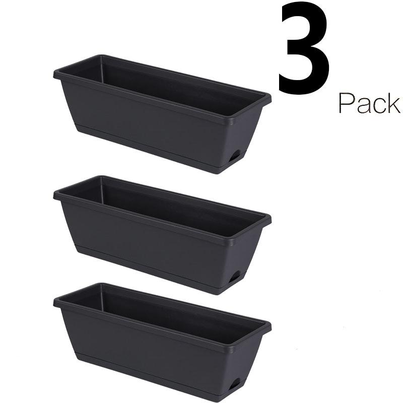 

3Pcs Window Box Planter Rectangular Pots Container Garden Flower Plant Pot For Home Decor Porch Patio Windowsill Yard