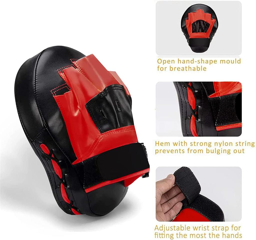 Valleycomfy Punching Mitts Boxing Punching Gloves Mitts Training Martial Arts Karate Practice Relieve Lack of Exercise (Black Red)
