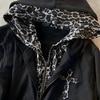226 Y2K Womens Gothic Cross Leopard Print Hooded Zip Sweatshirt Retro Streetwear