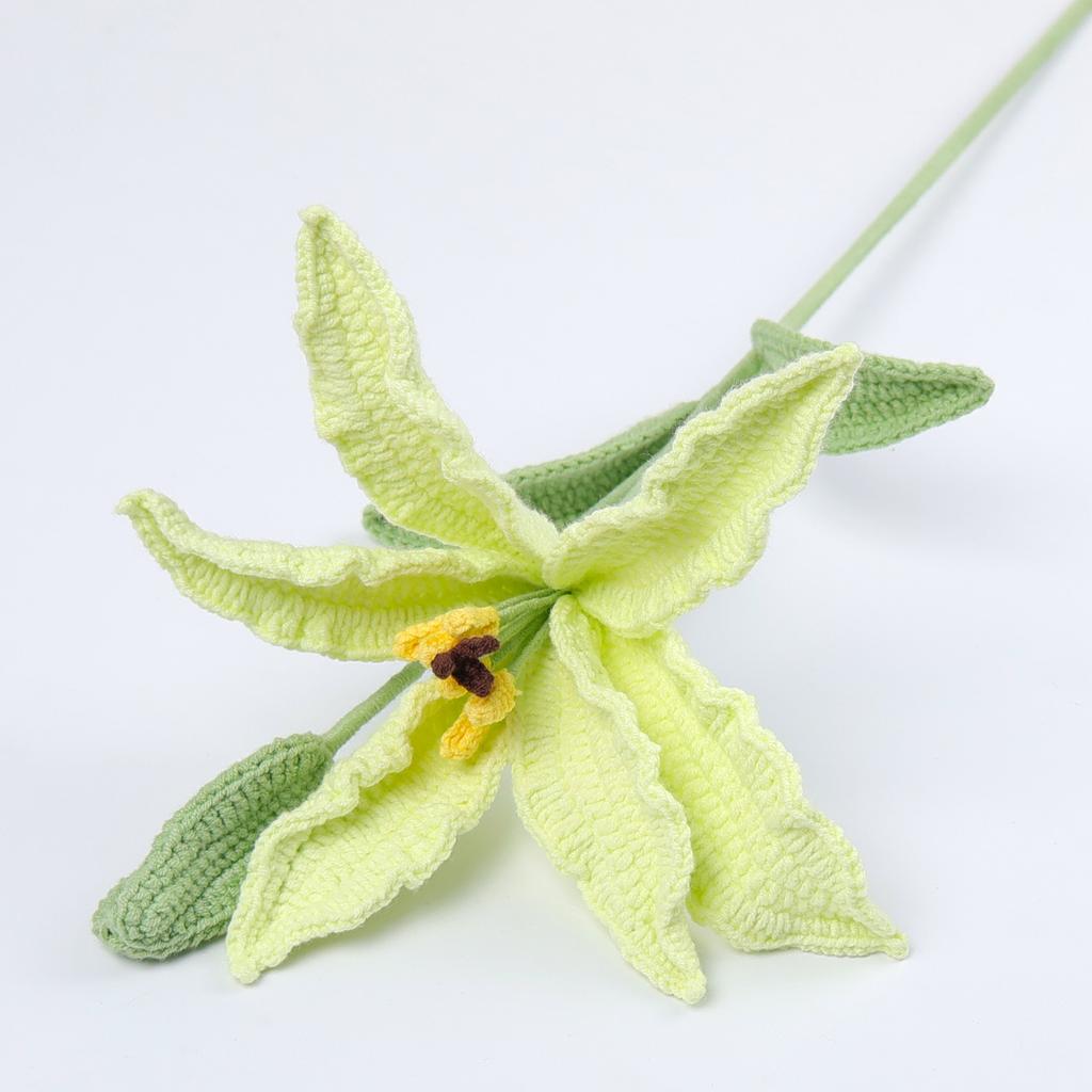 2025 Lily Crochet Flowers Creative Lily Crochet Flower Bouquet Kintted Plant Wedding Decor Table Home Decor Gift