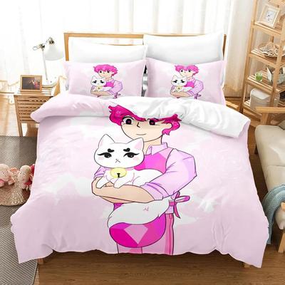 3d Printing Cartoon Bee and PuppyCat Bedding Set Duvet Cover Bed Set Quilt Cover Pillowcase Comforter King Queen Size Boys Adult