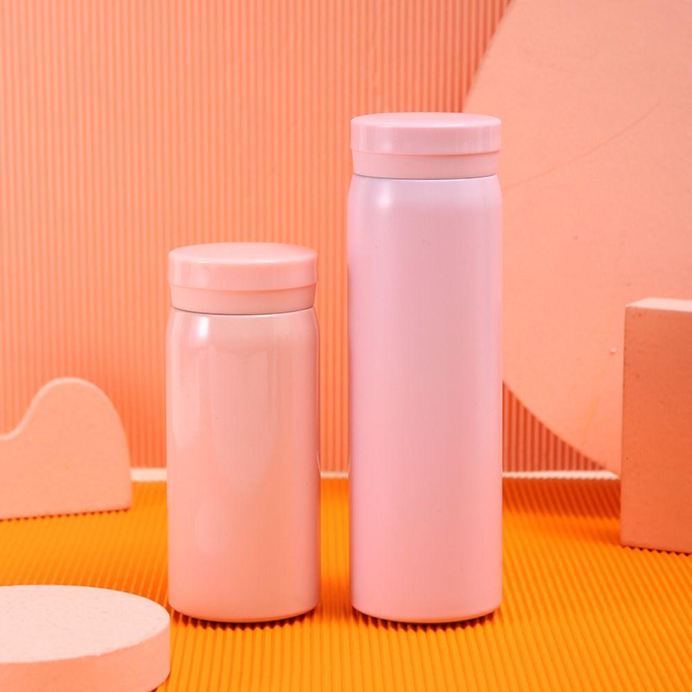 Solid Color Slim Insulated Thermal Water Bottle Round Hot Cold Water Bottle  Outdoor Hiking