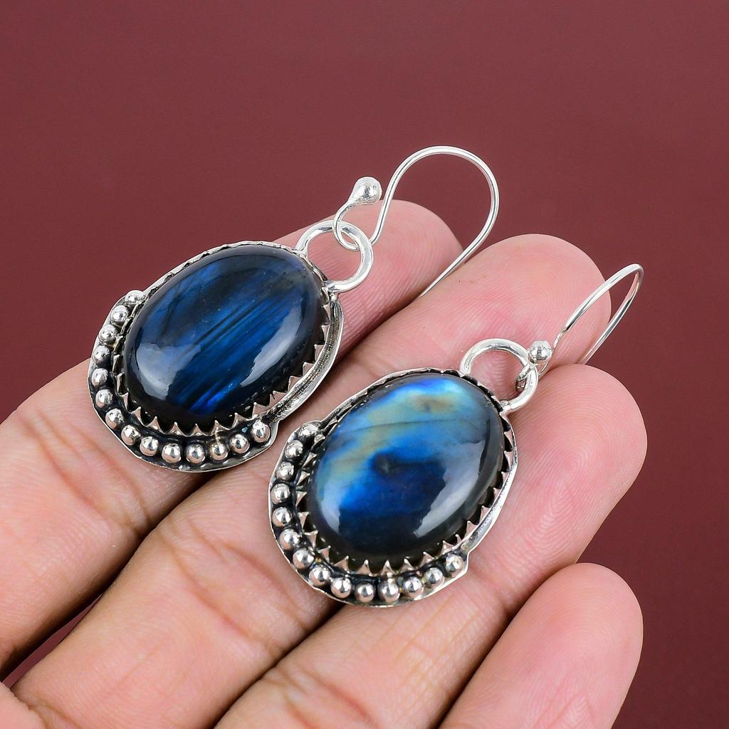 Labradorite Earring Natural Gemstone Earring 925 Sterling Silver Earring Boho Jewelry Handmade Earring Engagement Gifts Birthstone Earrings