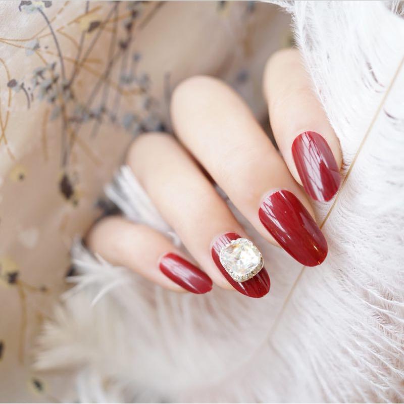 24 peças de adesivos para unhas vermelhas, unhas postiças, bordô, nail art, unhas rápidas