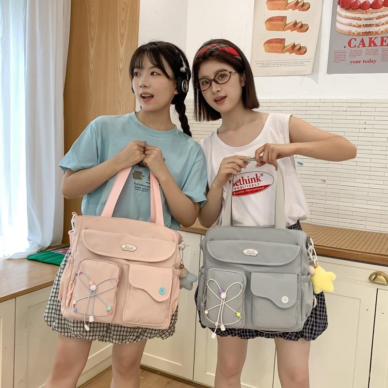 Dámská kabelka přes rameno studentská velkokapacitní taška na knihy na hodiny crossbody taška