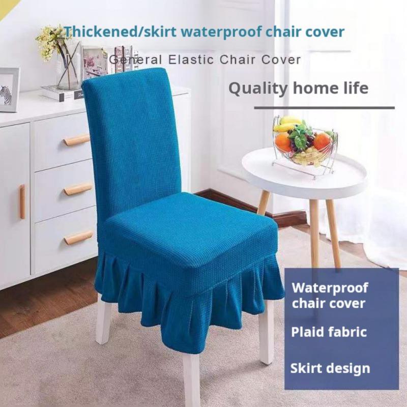 1PC Universal Chair Cover Elastic All-Inclusive Waterproof El Household Table Stool Cover Solid Colour Skirt Chair