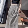 Spicy Girl 2025 Summer Ice Silk Striped Wide-Leg Pants - Plus Size, Casual, Hip-Hugging, Lazy Style
