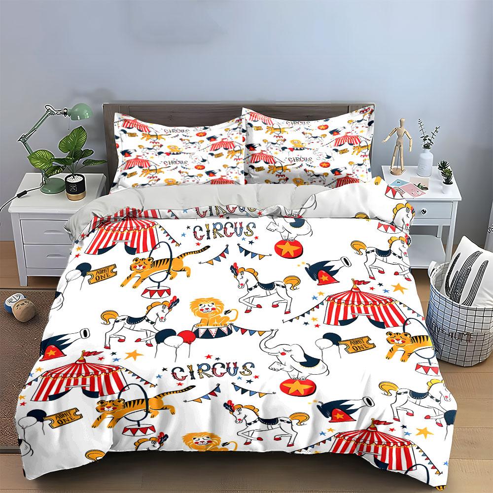 Circus Theme Party Decoration Set Multiple Sizes Kid'S And Adults' Bedroom Exquisite 3Pc Bedding Set, Gift