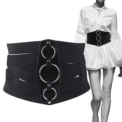 Euro-American Aesthetic Designer Belts Ring Decoration Waistband Waist Stretch Cummerbunds  Female