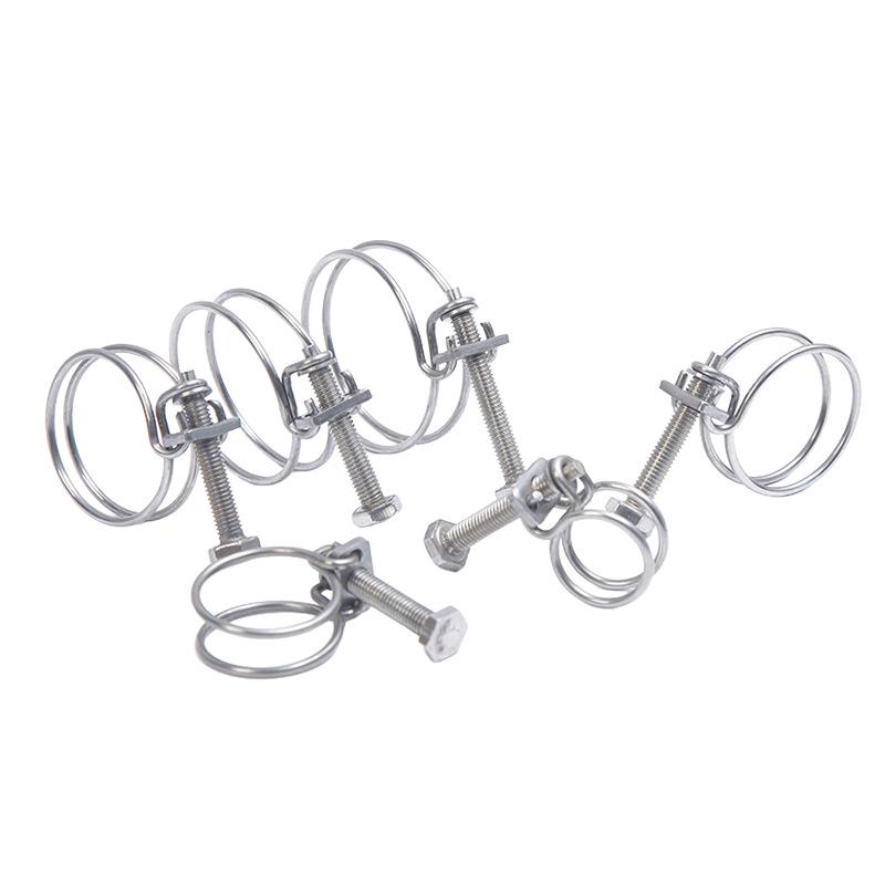201 Stainless Steel Double Wire Adjustable Hose Clamp Ring for Industrial Pipes