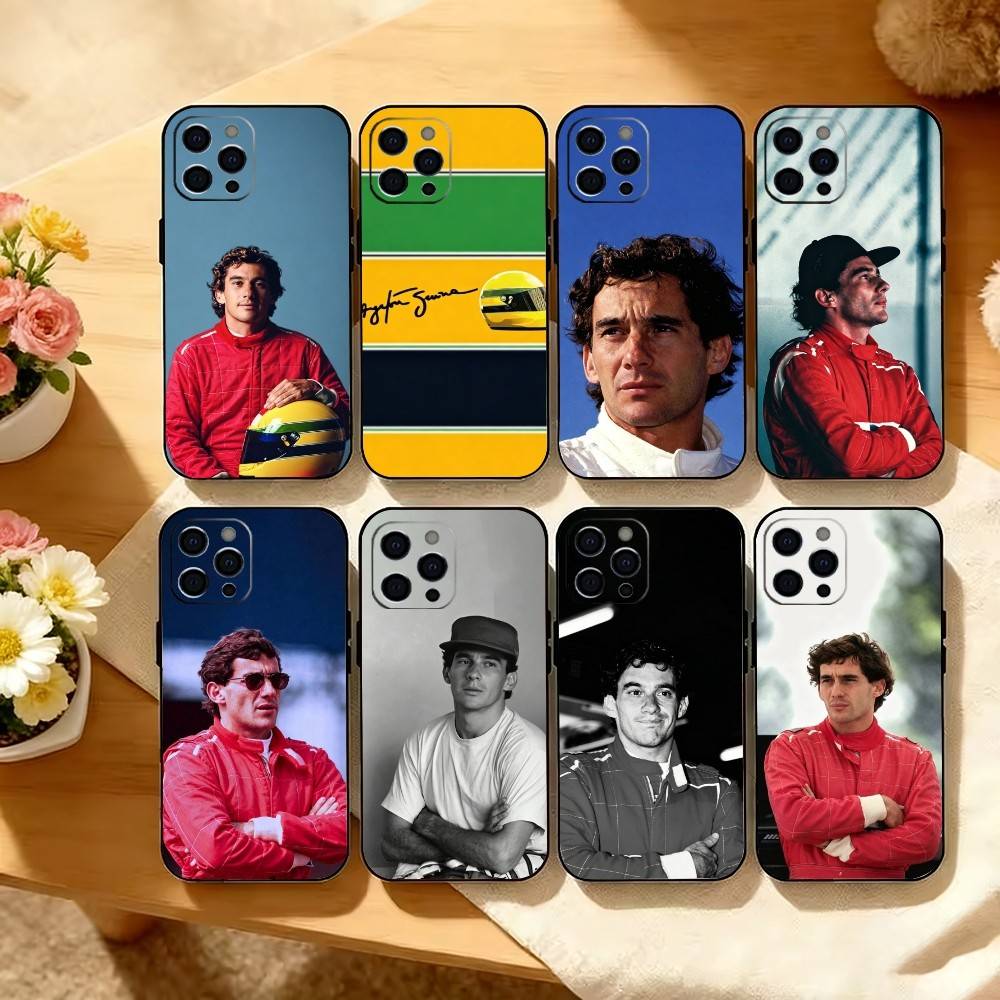 Racing Driver A-Ayrton S-Senna Phone Case For iPhone 17,16,15,14,13,12,11 Plus,Pro Max,XS,Soft Silicone Black Cover
