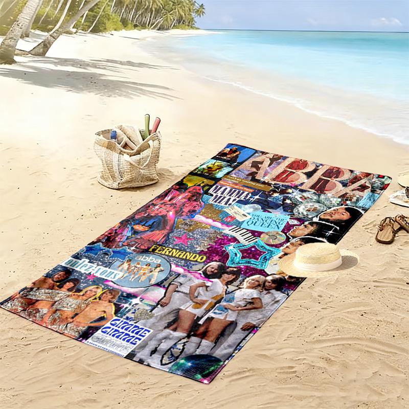 ABBA Iconic Band Legacy Beach Towel Portable for Travel Beach Seaside Quick-drying Swim Towel Swim Fashion Printing Outdoor Picnic Beach Mat
