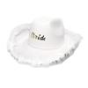 Wide Brim Cowboy Hat for Bride Role Play Costume Cowgirl Hat Wedding Party Props Bachelorette Party Head Accessories