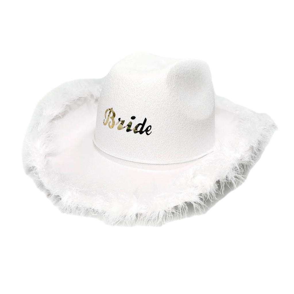 Wide Brim Cowboy Hat for Bride Role Play Costume Cowgirl Hat Wedding Party Props Bachelorette Party Head Accessories