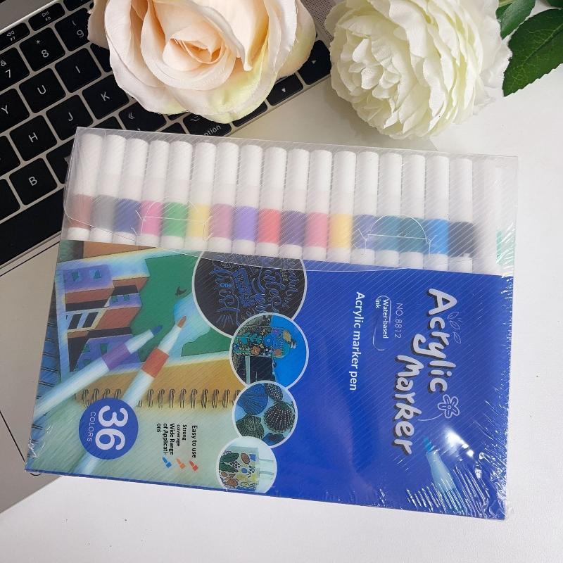 24 Colors Acrylic Paint Markers Waterproof Vibrant Colors For Art Creation Diy Crafts Drawing School Projects