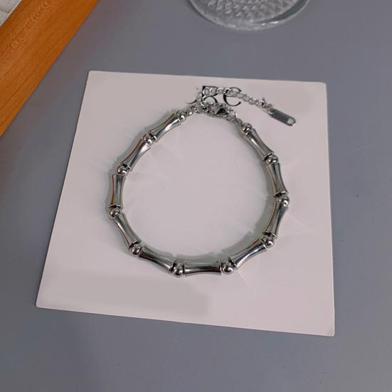 Unisex Bracelet Promotion Imply Joint Smooth Adjustable Extended Length Bamboo Bead Stainless Steel Lightweight