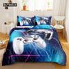 Spiele Bettbezug Set Farbverlauf Gaming Bettdeckenbezug für Kinder Teenager Gamepad Tagesdecke Bezug Neon Spiele Polyester Quiltbezug