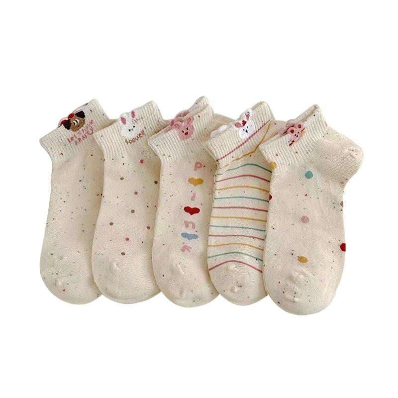 

Носки детские, весна и лето, тонкий стиль, дышащие короткие носки, милый кролик, универсальные, носки с героями мультфильмов, модные, носки-лодочки с неглубоким горлом average size