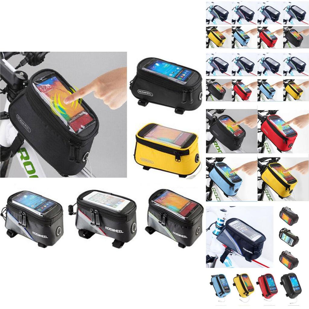 Durable Waterproof Cycling Bike Frame Pannier Bag With Touch Screen Phone Holder