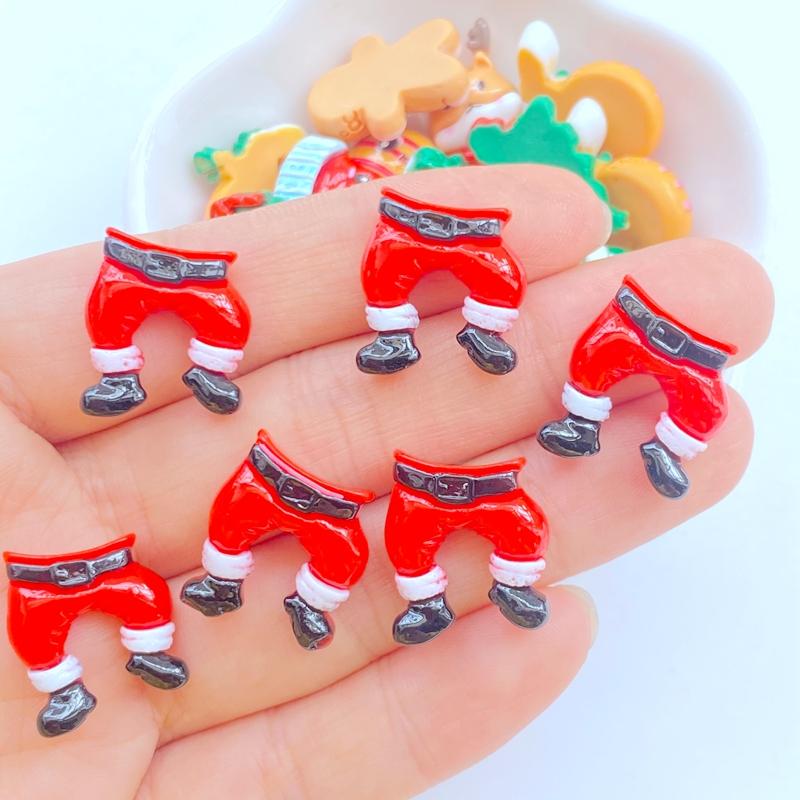 20 Stück Niedlicher Weihnachts-Schneemann, Weihnachtsmann, Lebkuchenmann, Weihnachtsbaum, Flache Rückseite, Harz, Scrapbooking, DIY, Schmuck, Dekoration, Zubehör