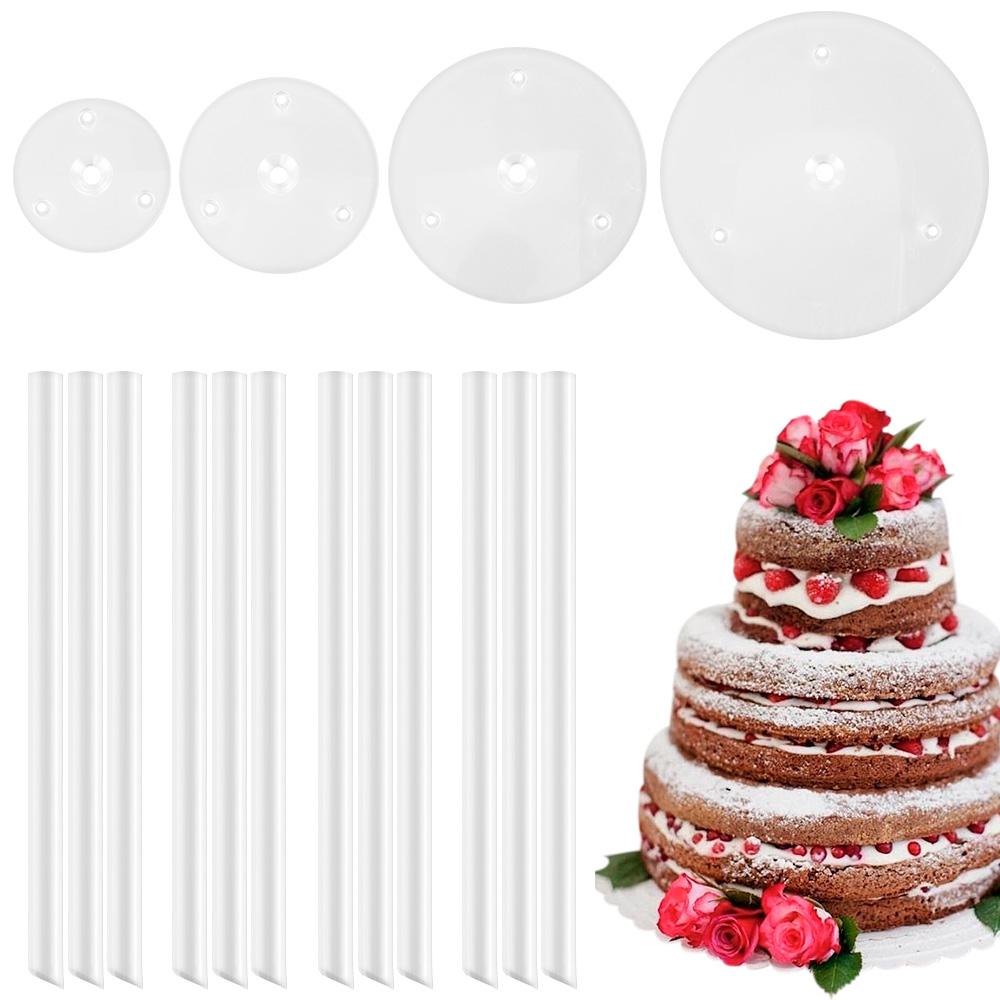 Cake Stand Multi-Tier Dessert Tower Reusable Cake Plate Supports with 12 Plastic Pillars Cake Stand Decoration for Birthday