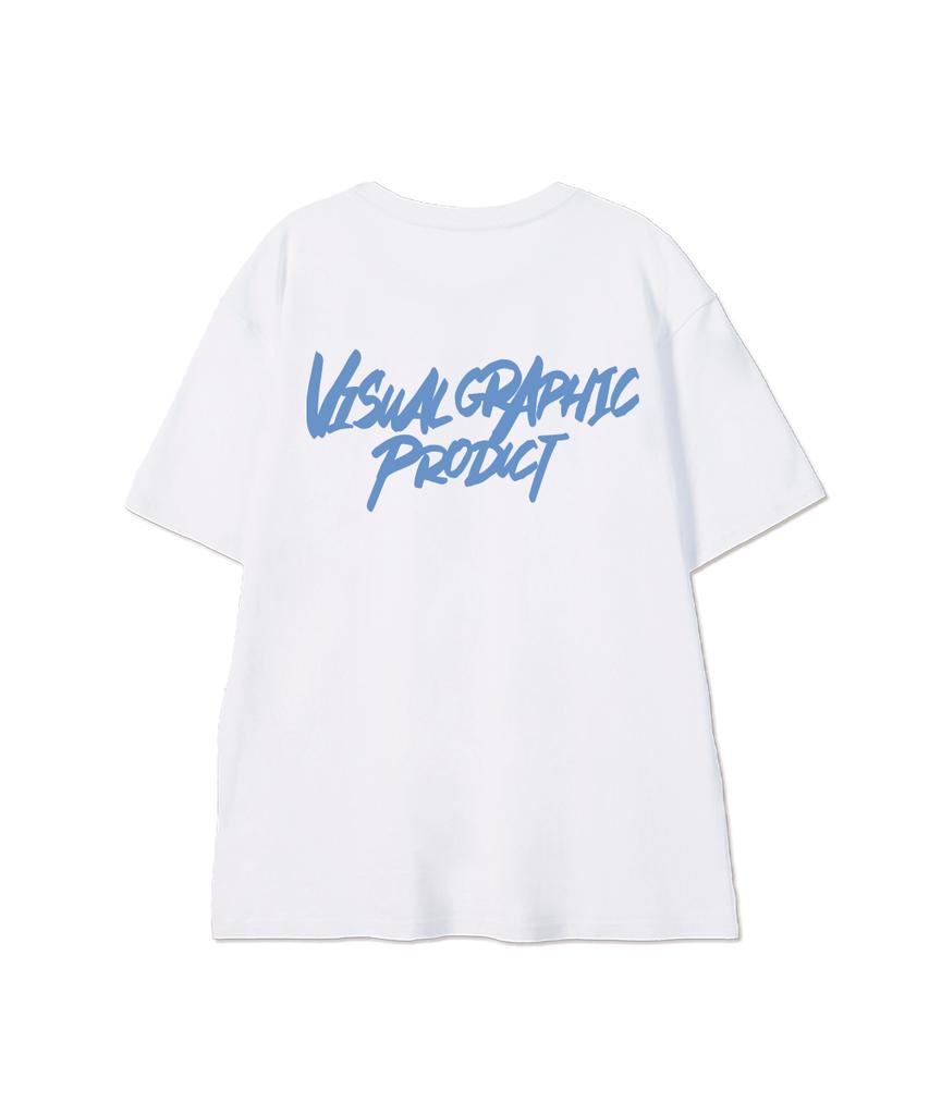 BY.L Graffiti Logo Short Sleeve T-Shirt White Sky Blue