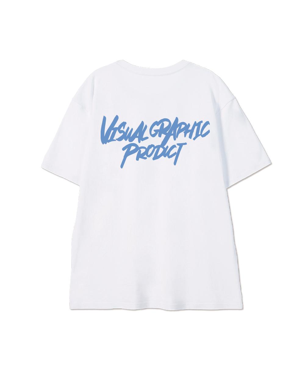 Biel Graffiti Logo Short Sleeve T-Shirt White Sky Blue M