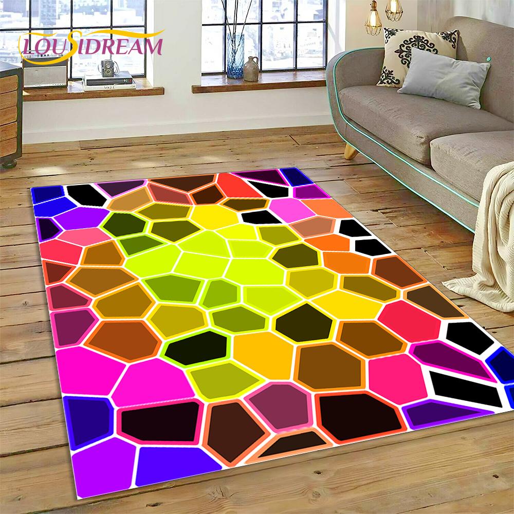 Rainbow 3D Colour Illusion Cartoon Rug Carpet for Living Room Bedroom Home Decor,Floor Mat Non-slip Decoration for Sofa Doormat