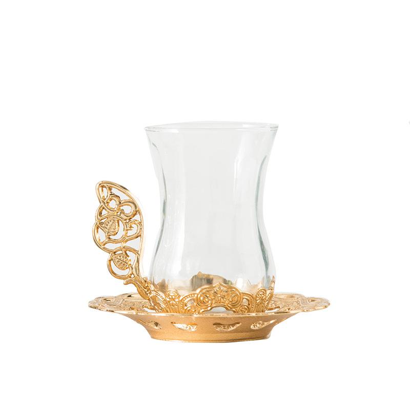

Vintage Coffee Cup Plate Spoon Set European Style Home Coffee Cups Teacup Exquisite Glass Cup Mugs 101-200ml золотой