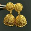 Pair of Vintage Brass Golden-Plated Earrings, Handmade Bohemian Style Bell and Bead Pendant Earrings for Daily Wear and Parties, Christmas Accessory|B