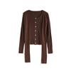 Maslan Fashion Versatile Soft and Comfortable Round Neck Straight Tube Design Sense Long Sleeve Cardigan Knitted Sweater