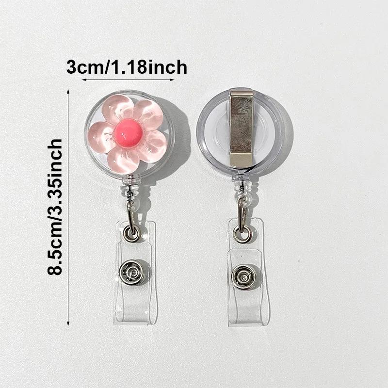 2/5pcs Telescopic Flower Back Clip Buckle Card Holder Automatic Rebound Buckle Durable Name Tag Buckle