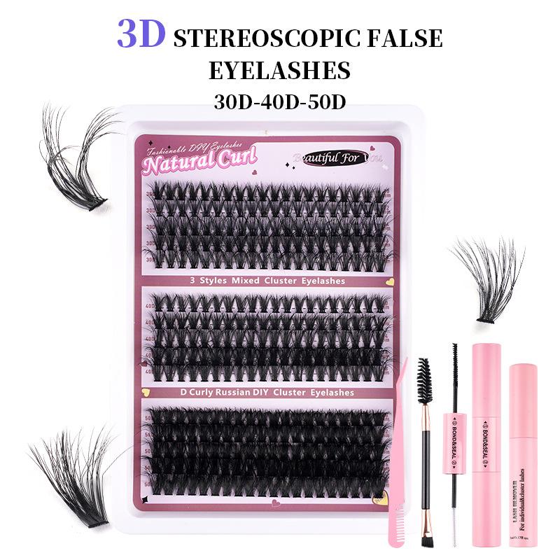 230-300 Clusters Voluminous D-Curve Segment False Eyelashes DIY Kit